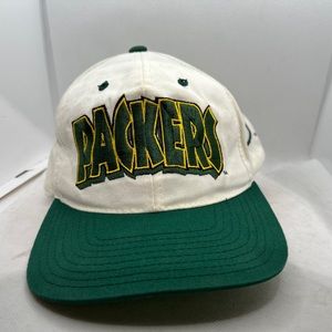 Vintage 1990s Green Bay Packers Eastport Team NFL Snapback Hat/Cap White/Green